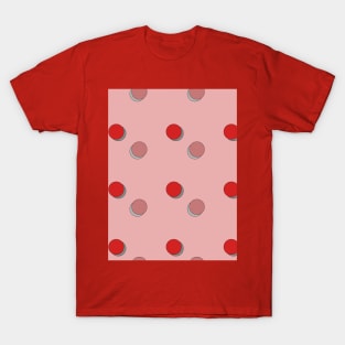 Red circles on a pink background, polka dot. T-Shirt